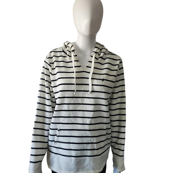 Nautica | Women's Fleece Hoodie Sweatshirt | navy and white | NWT - Picture 2 of 4